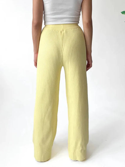Leg casual high-waisted trousers for women | Wide -17
