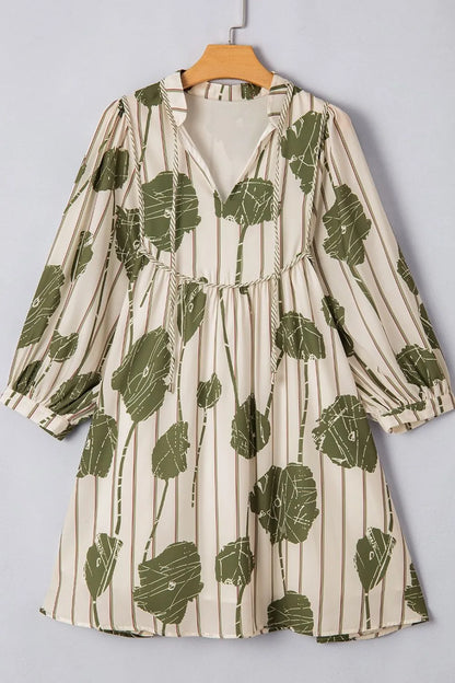 Long-sleeve tunic autumn printed size dress for women | Mini -9