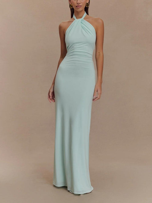 Halter slinky maxi special occasions dress for women | Amara -1