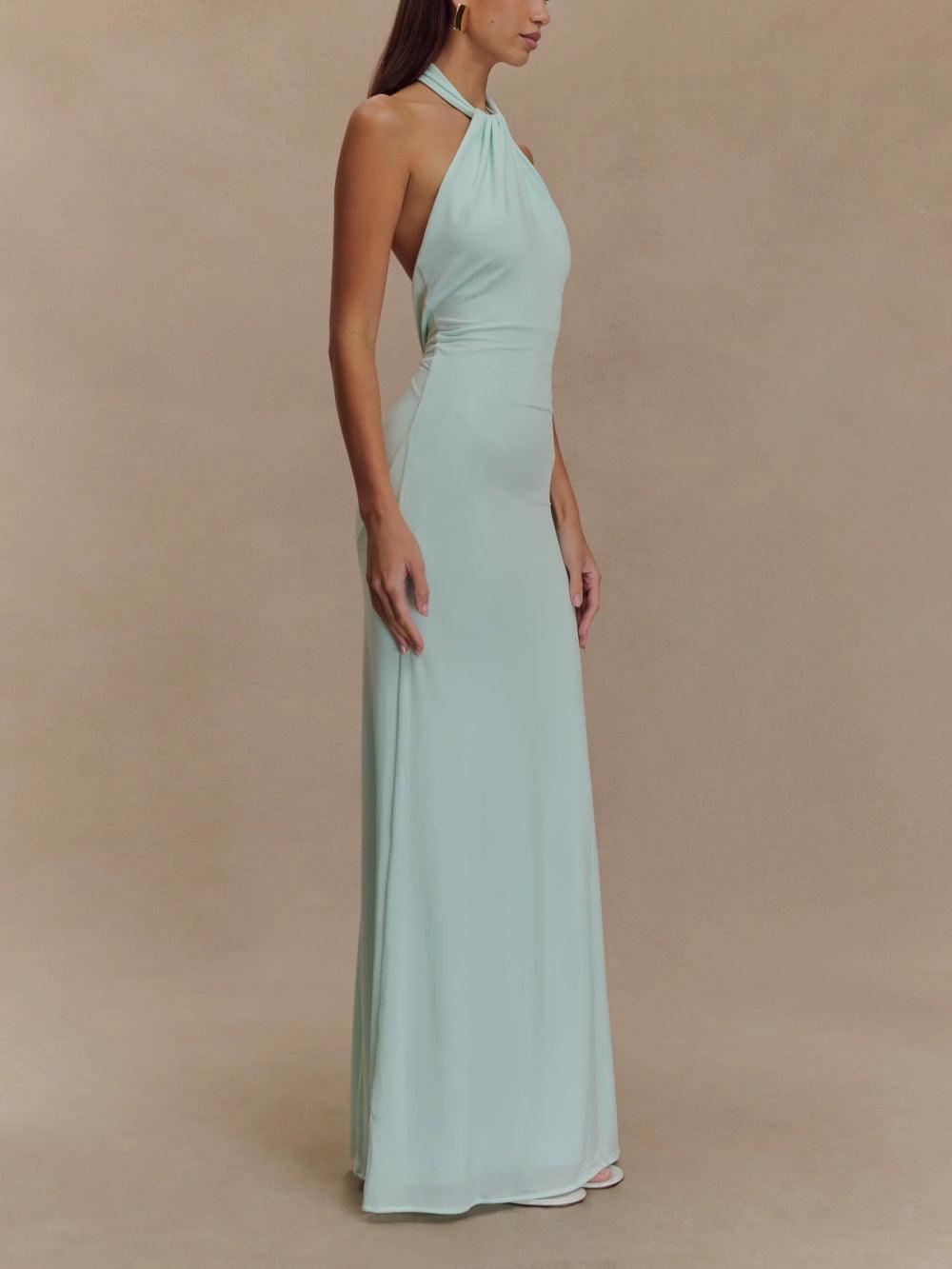 Halter slinky maxi special occasions dress for women | Amara -3