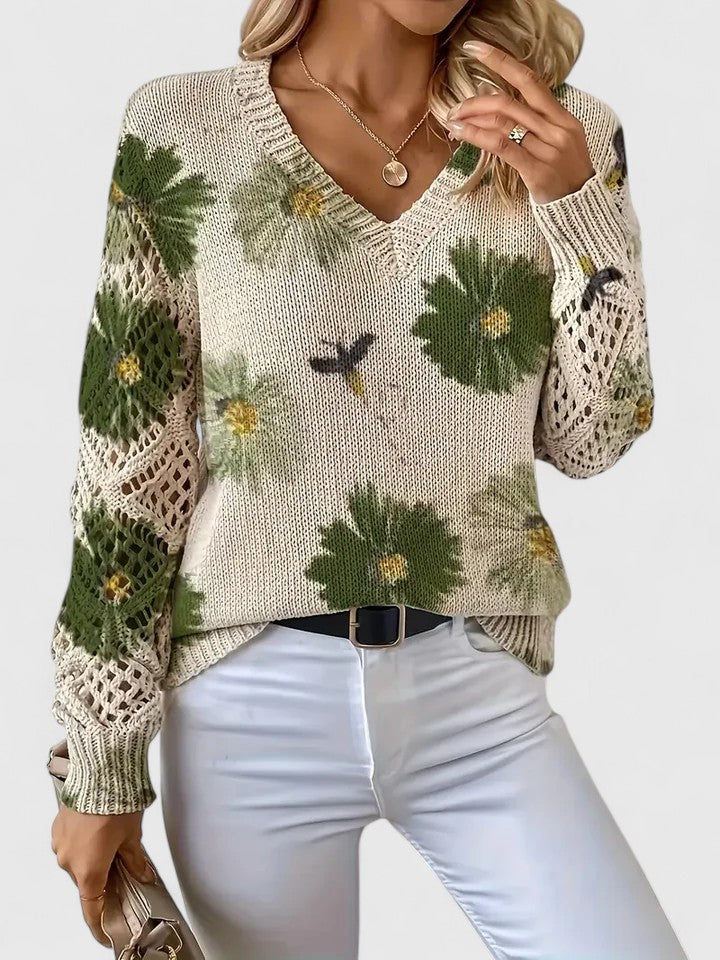 Elegant floral pattern sweater for women | Marivelle -8