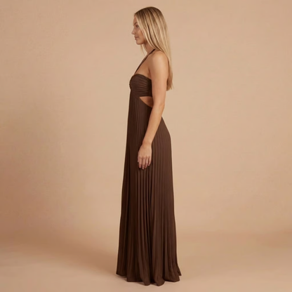 Elegant pleated halter maxi gown for women | Lavinia -8