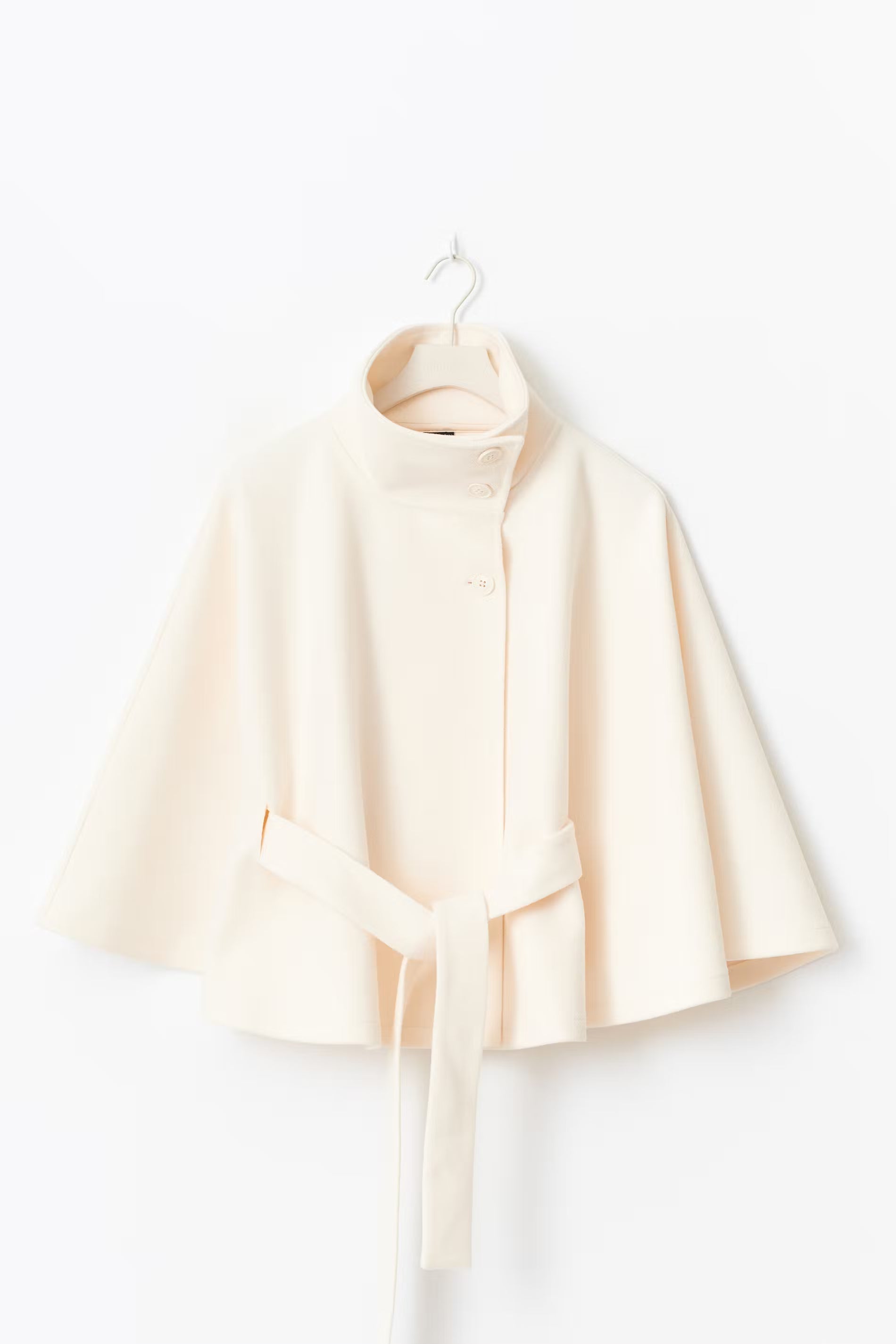 Long belted high collar relaxed coat for women | Elvire -5