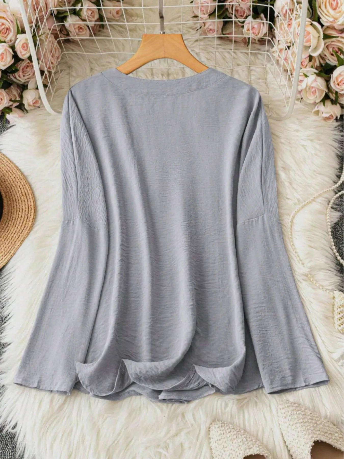 Elegant long-sleeve blouse for women -6