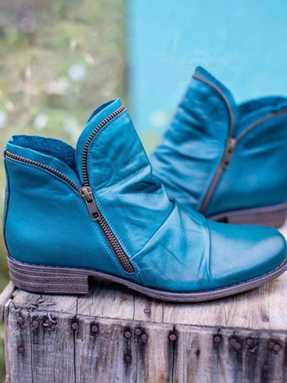 Ankle casual shoes leather slip-on boots for women | Alba -1