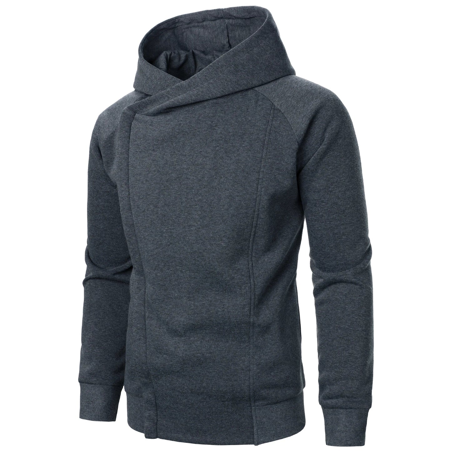 Asymmetric zip sculpted crossover hood hoodie for men | Kaelen -3