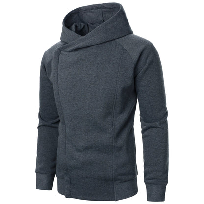 Asymmetric zip sculpted crossover hood hoodie for men | Kaelen -3