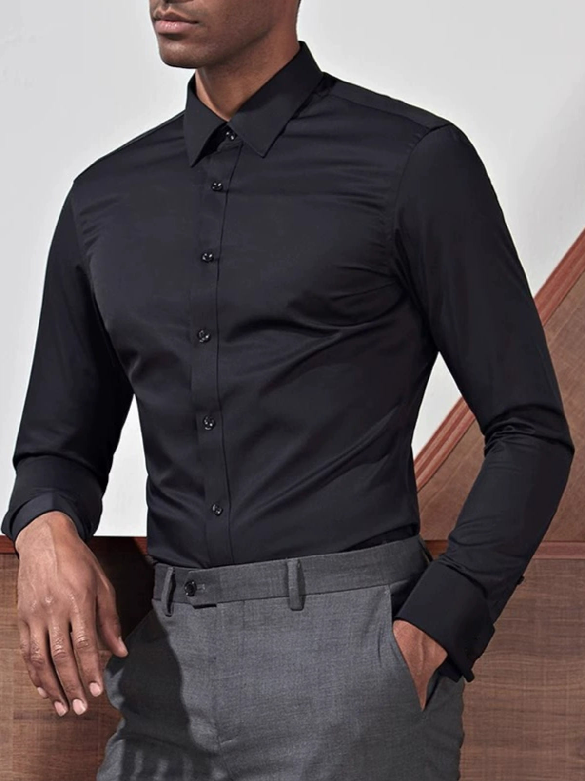 Fitted pleats shirt for men | Lorian -1
