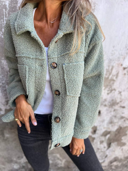 Short warm jacket for women | Buttoned -4