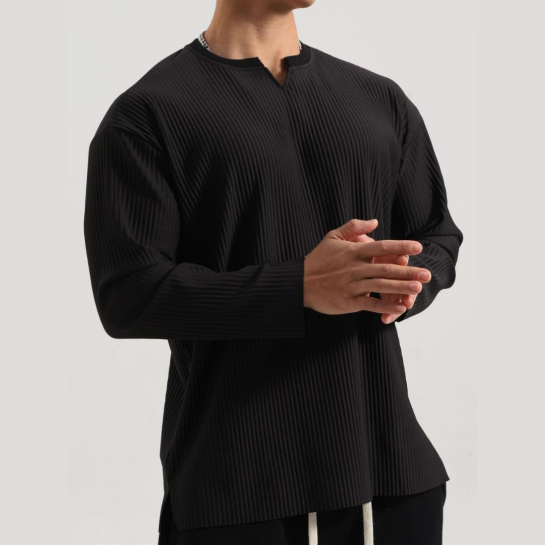 Long-sleeve notched top for men -3