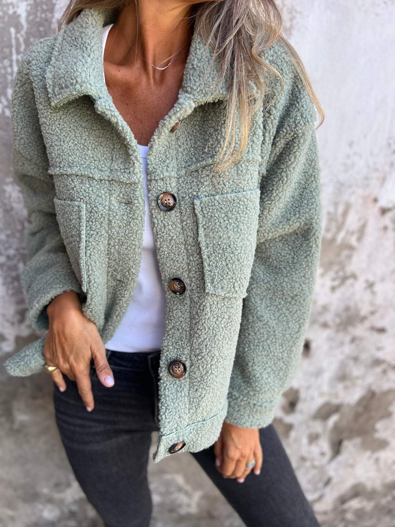 Buttoned cosy jacket for women | Maelis -4