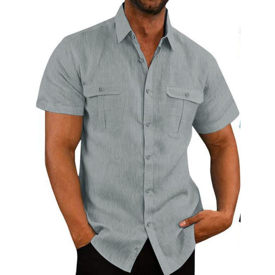 Short-sleeve lapel collar shirt for men -1