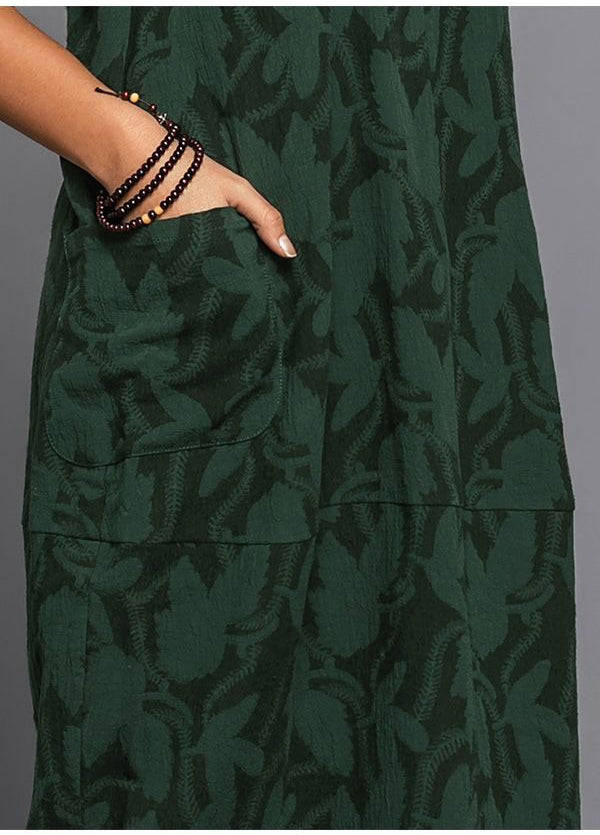 Relaxed floral midi pockets dress for women | Amara -3