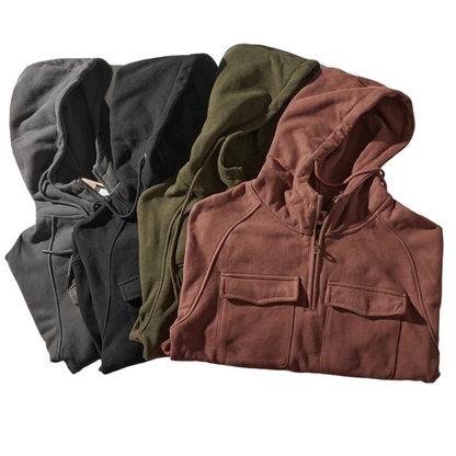 Utility quarter-zip cargo pockets hoodie for men | Ardent -8