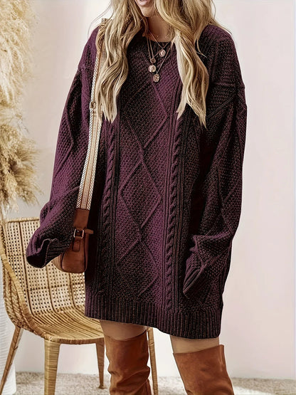 Juno cable knit dress sweater for women | Elara -6