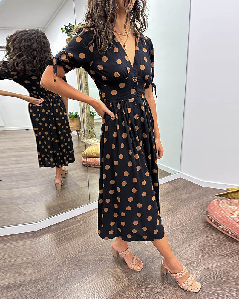 Mi-long polka dots dress for women | Roxane -2