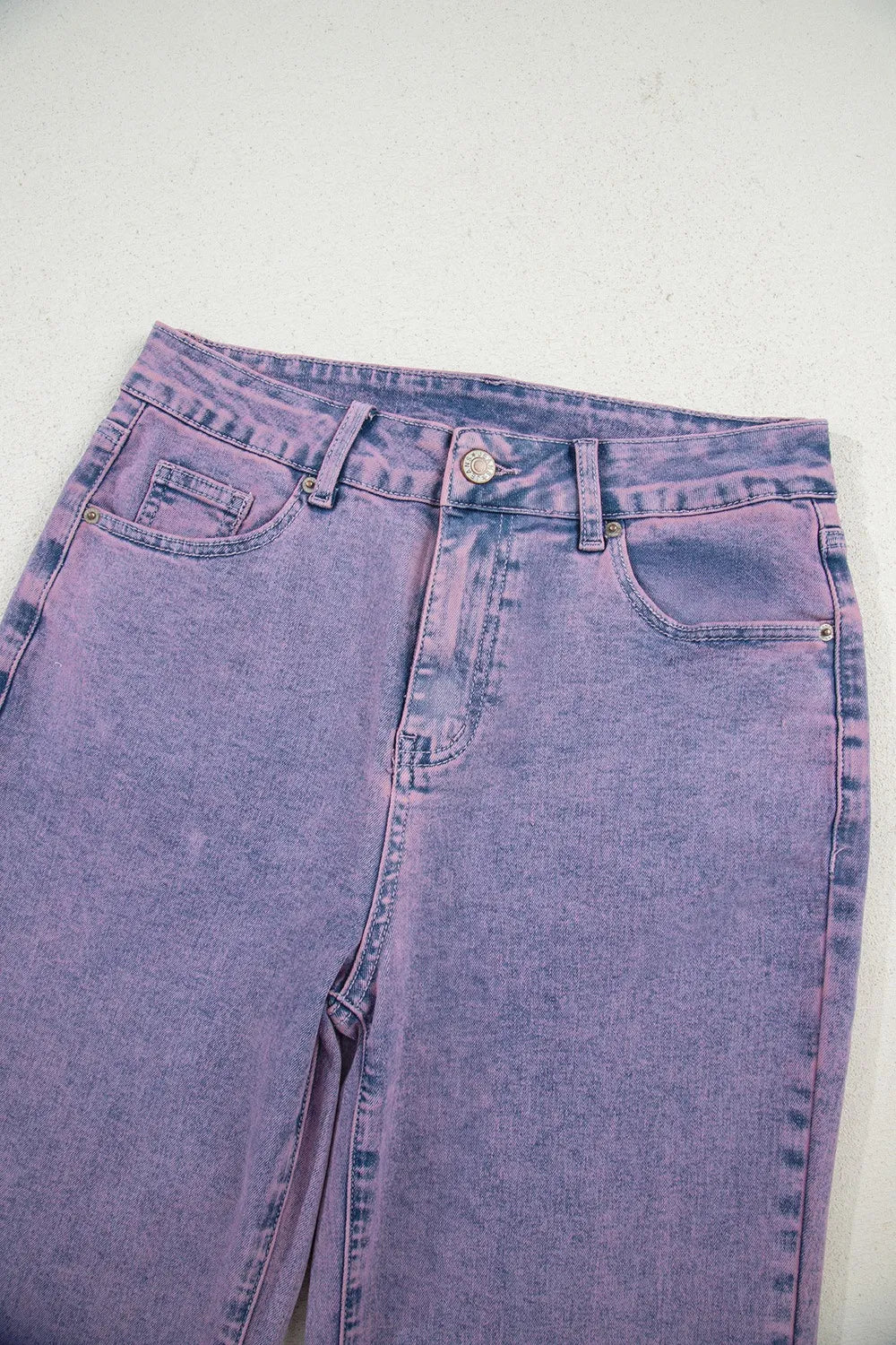 Court violet jeans for women | Denim washed with hem raw -5