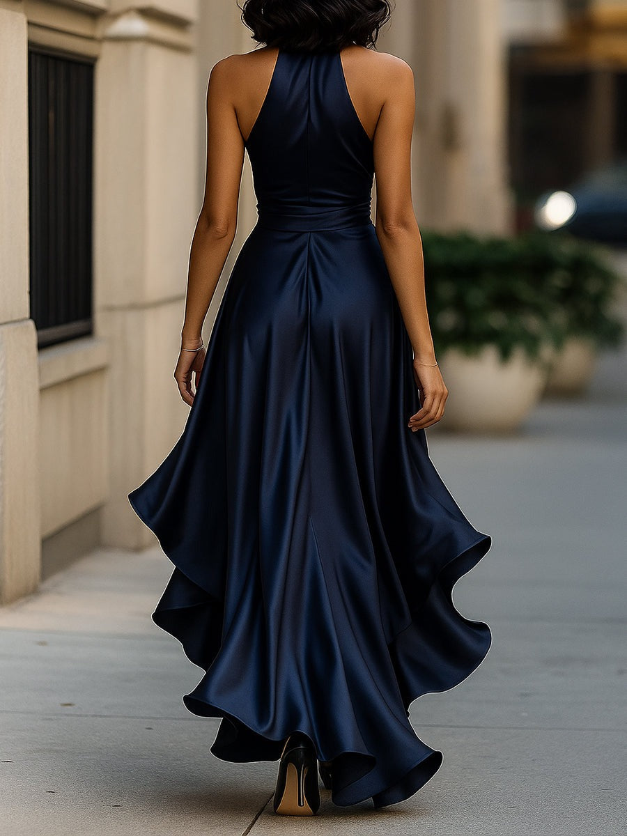 Back nu ruffles dress for women | Midnight Elegance -11