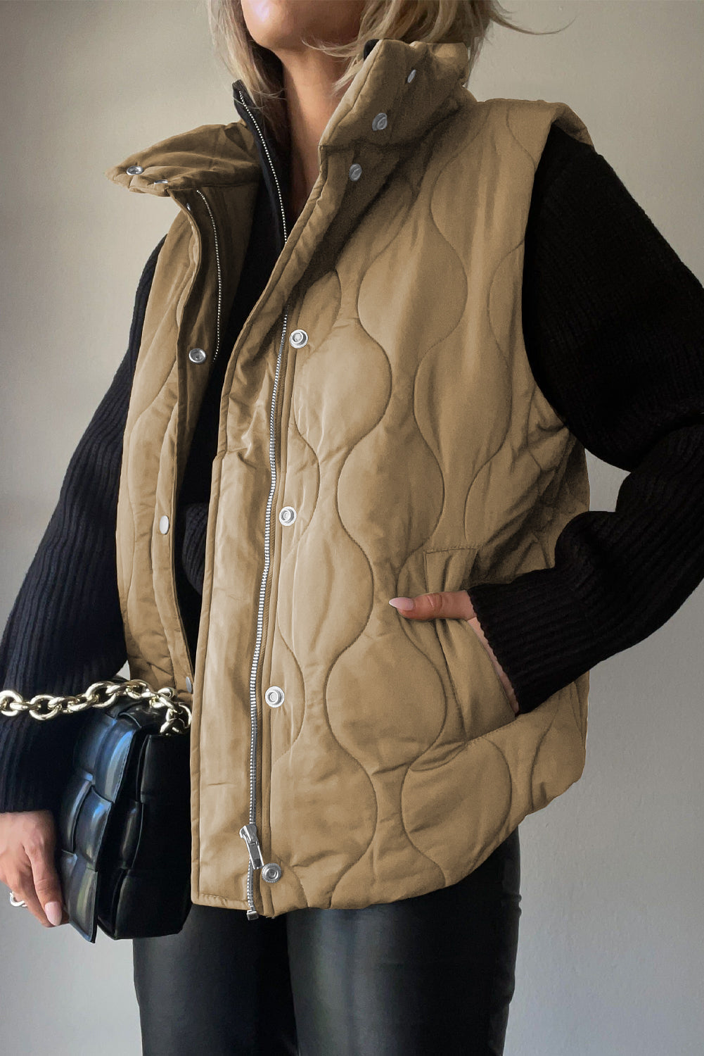 Quilted winter coat lightweight sleeveless vest for women | Krist -22