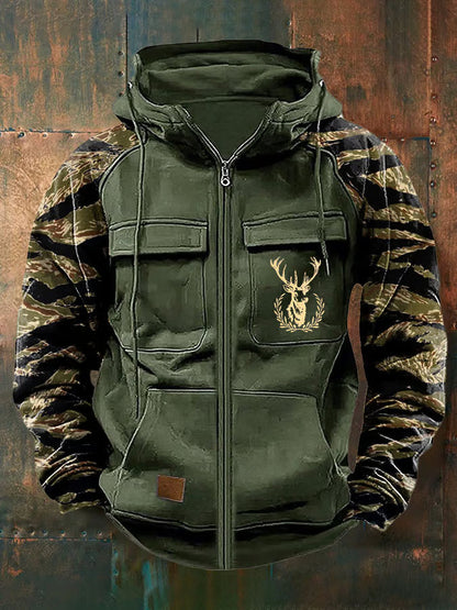 Zip multi-pocket structured design hoodie for men | Ardan -1