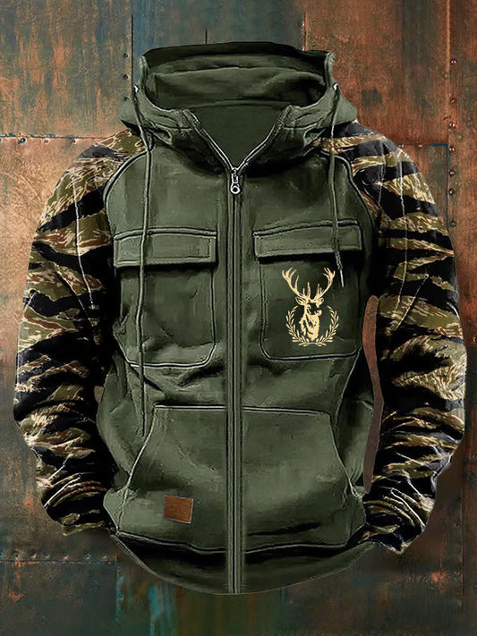 Zip multi-pocket structured design hoodie for men | Ardan -1