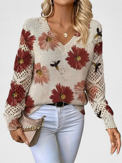 Elegant floral pattern sweater for women | Marivelle -4