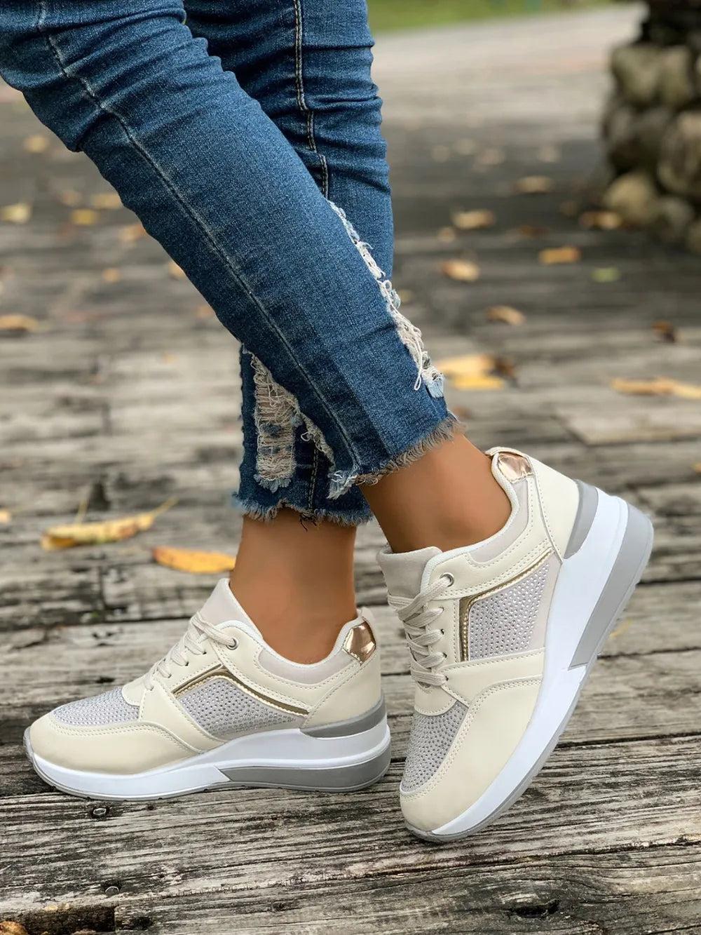 Wedges lace-up sneakers for women -3