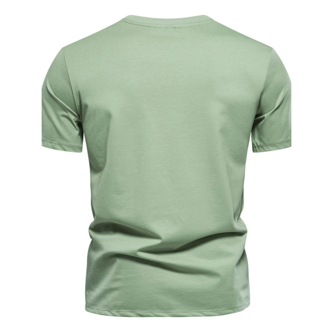 Round neck embroidered geometric t-shirt for men -4