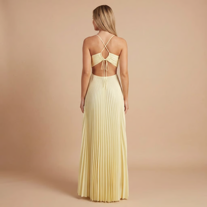 Elegant pleated halter maxi gown for women | Lavinia -2
