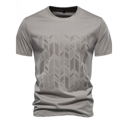 Round neck embroidered geometric t-shirt for men -5