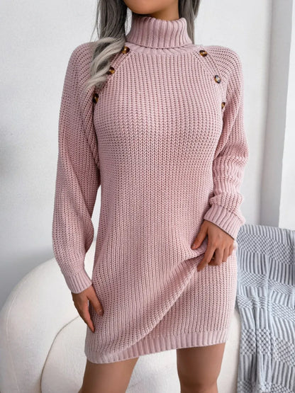Knit sweater winter long-sleeve belt dress for women -2