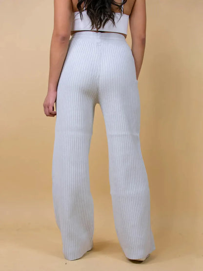 Leg casual high-waisted trousers for women | Wide -14