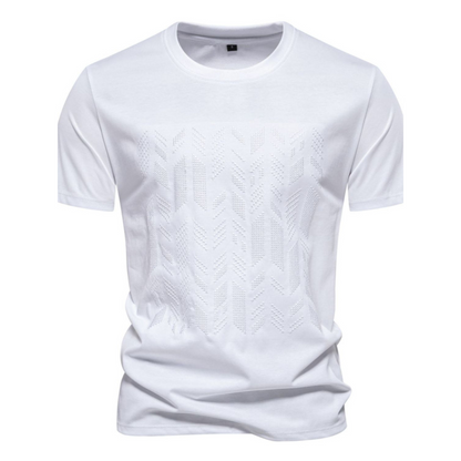 Round neck embroidered geometric t-shirt for men -7
