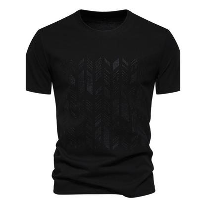 Round neck embroidered geometric t-shirt for men -8