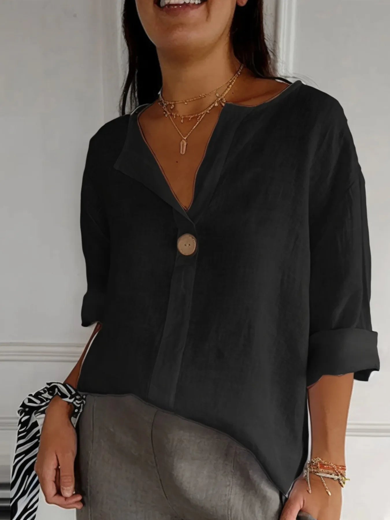 Casual large size blouse for women -4