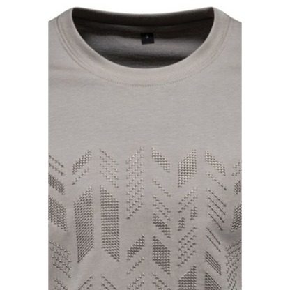 Round neck embroidered geometric t-shirt for men -6