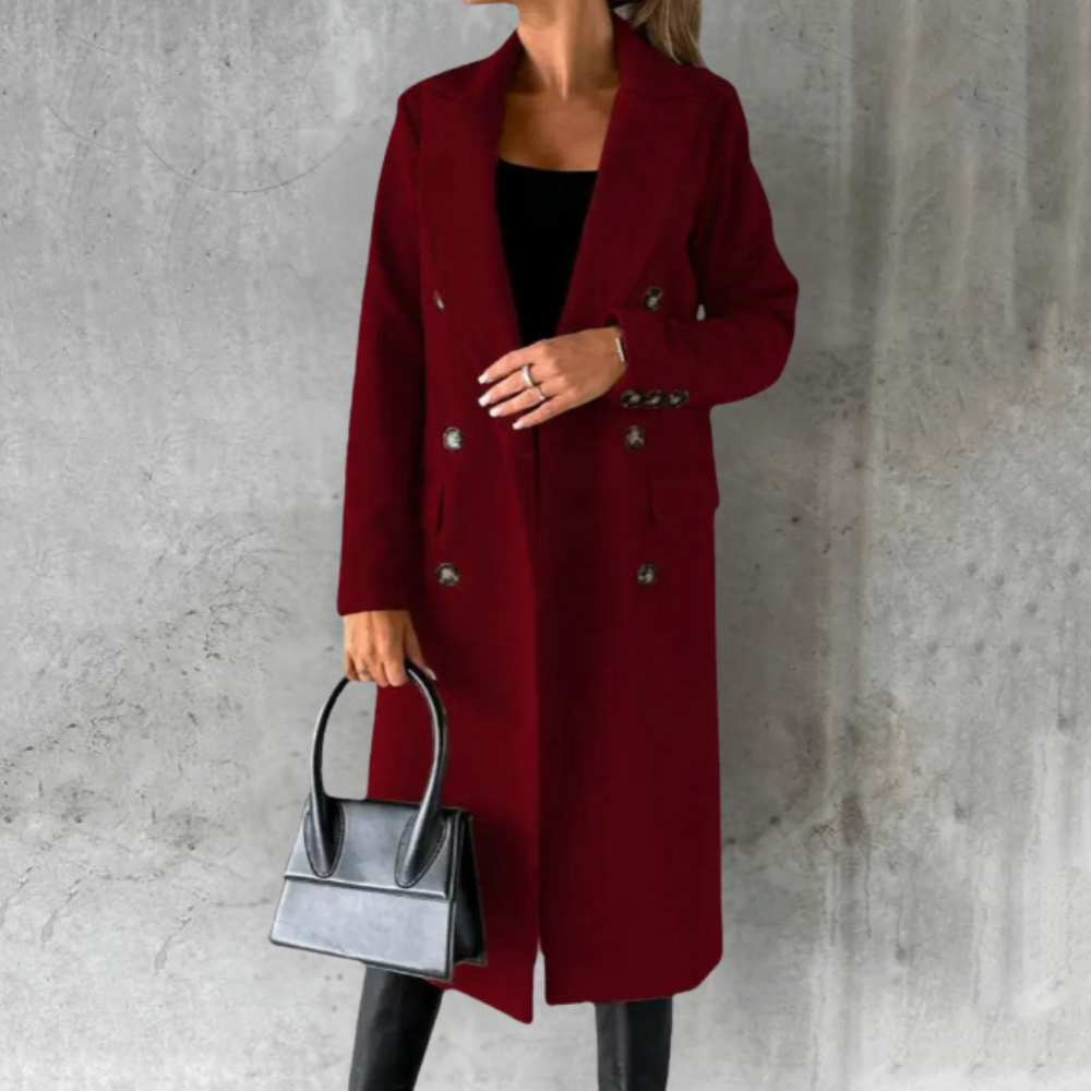 Long wool double boutonnage pending coat for women | Hailey -4