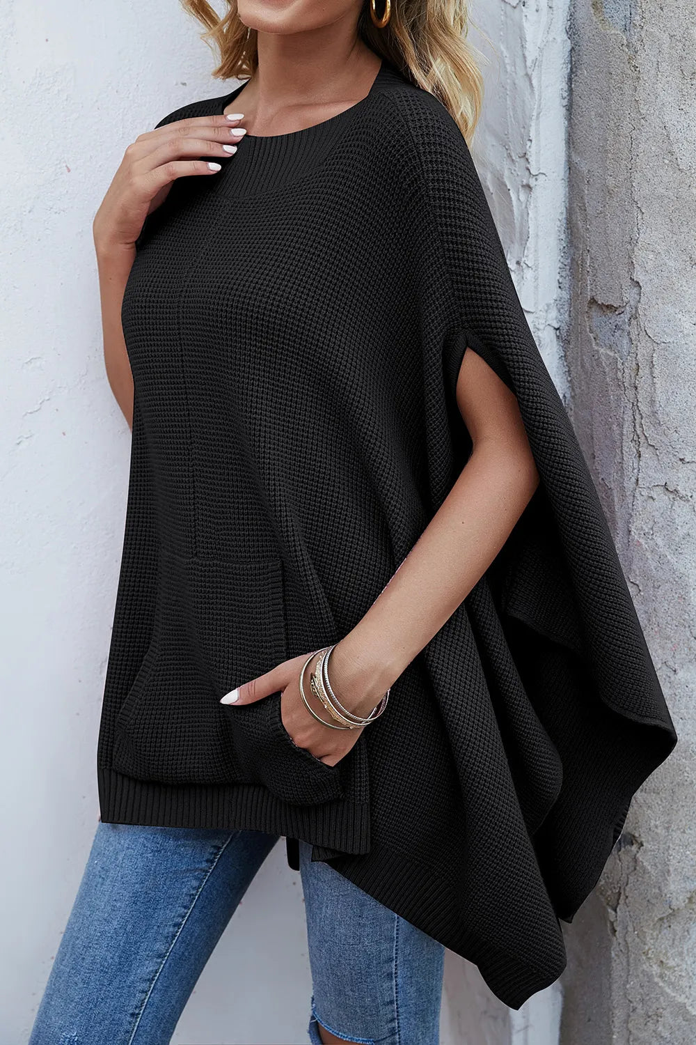 Knit style poncho sweater for women | Alienor -1