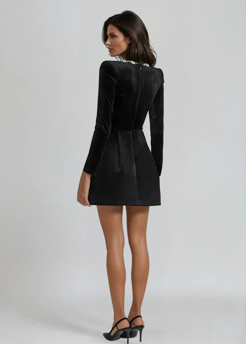 Chic velvet mini square neckline dress for women | Willow -4