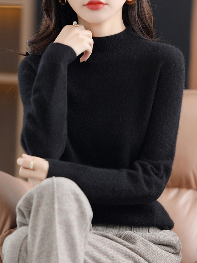 Turtleneck elegant cashmere sweater for women | Olenna -10