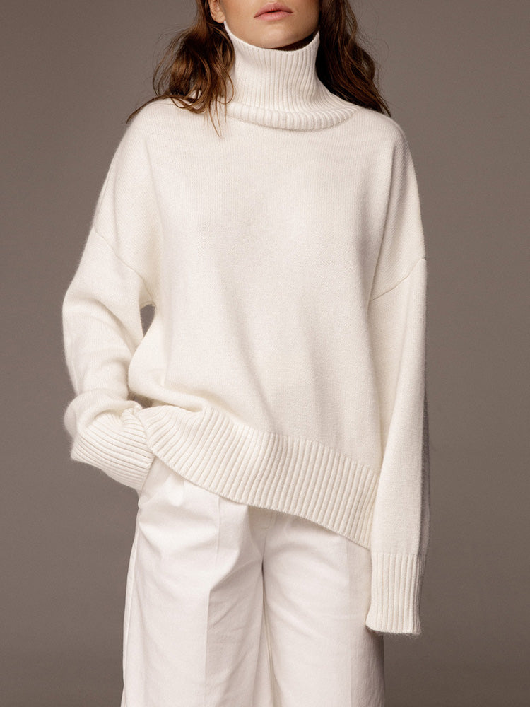 Oversized high collar sweater for women | Sabine -1