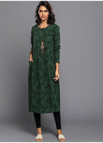 Relaxed floral midi pockets dress for women | Amara -1