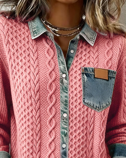 Flowy denim details shirt for women | Delara -8