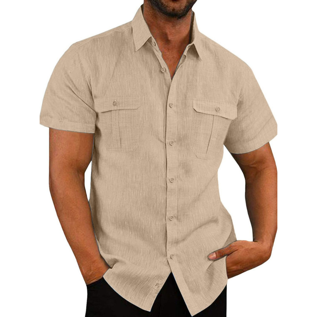 Short-sleeve lapel collar shirt for men -3