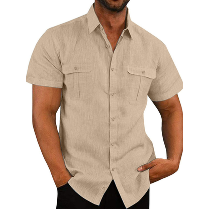 Short-sleeve lapel collar shirt for men -3