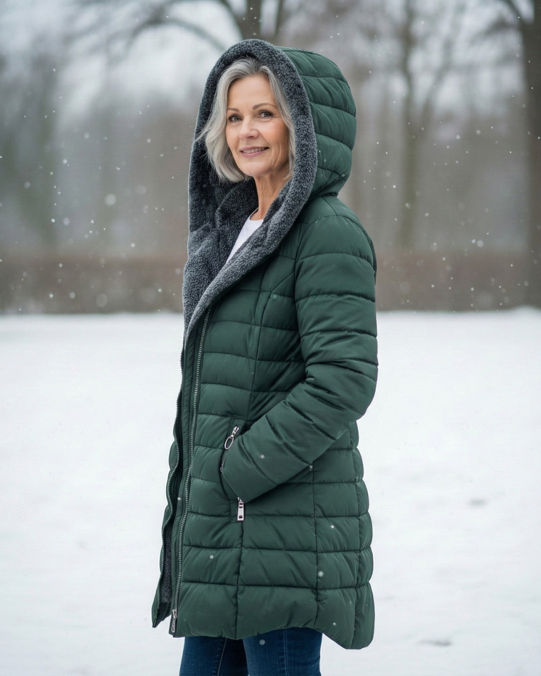 Quilted hooded cut flattering coat for women | Marielle -2