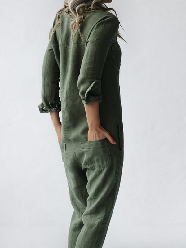 Casual long-sleeve jumpsuit for women | Sindy -3