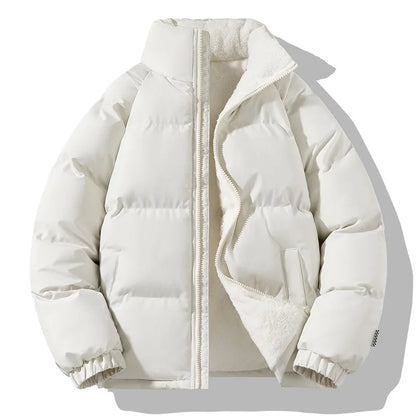 Lined puffer high collar winter jacket for men | Fleece -4