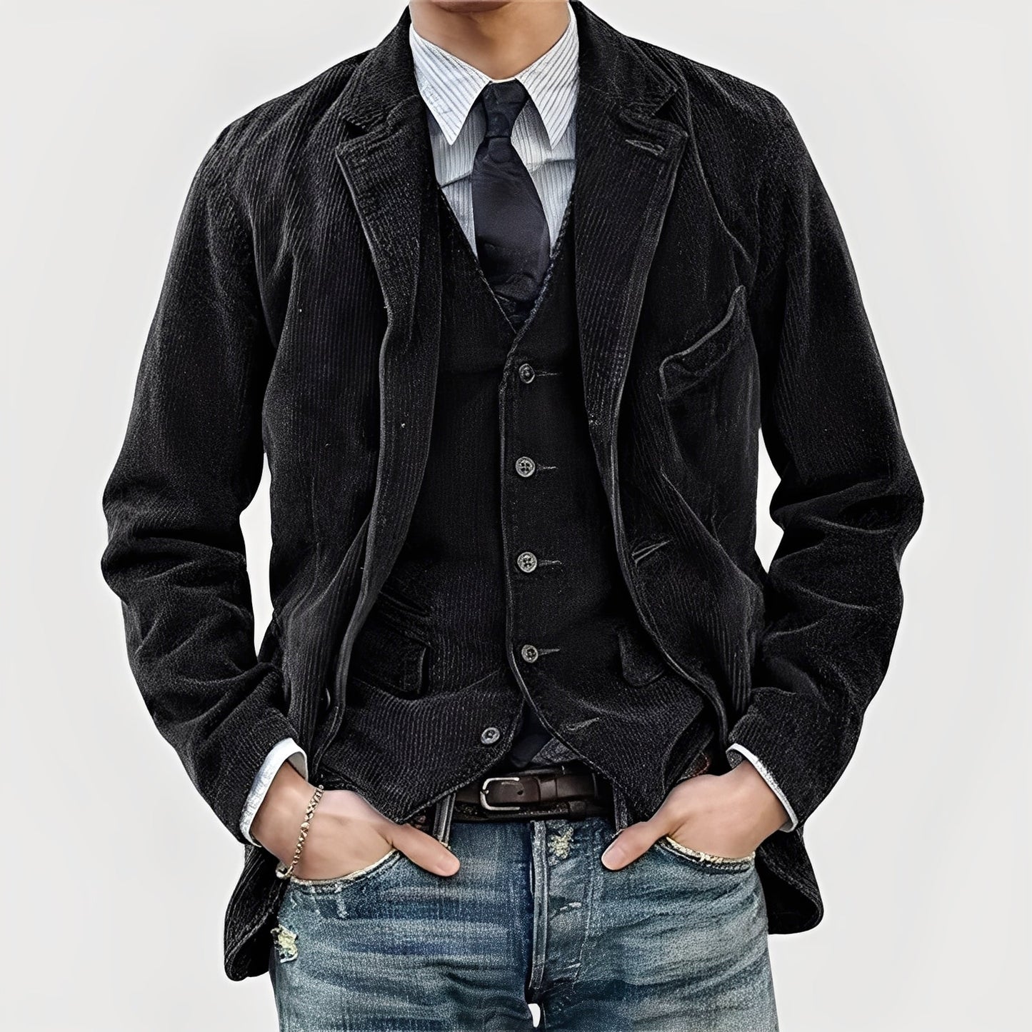 Jacket vest set for men -3