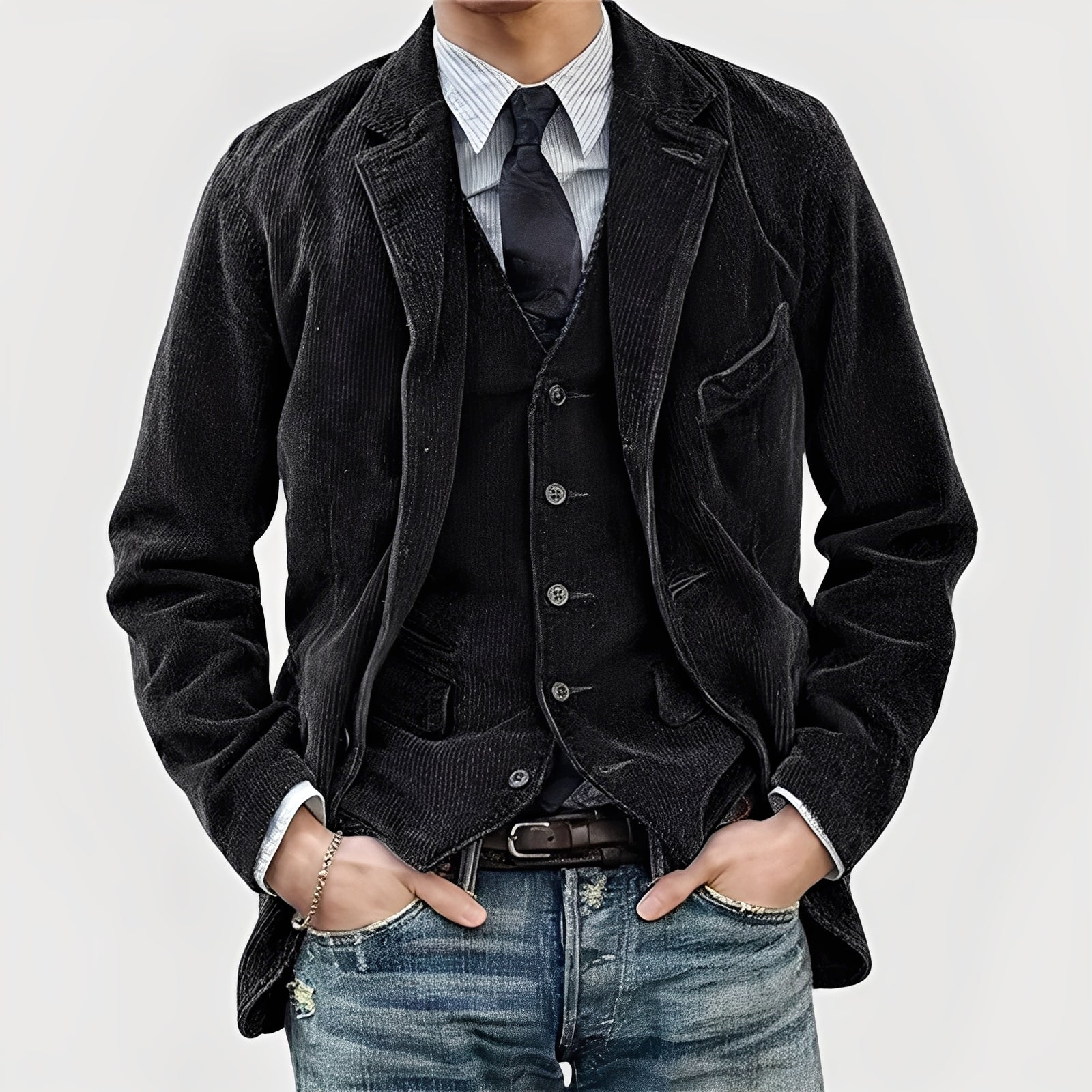 Jacket vest set for men -3